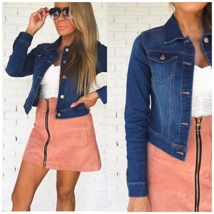 NEW! denim Jean jacket blue stretch jacket jackets